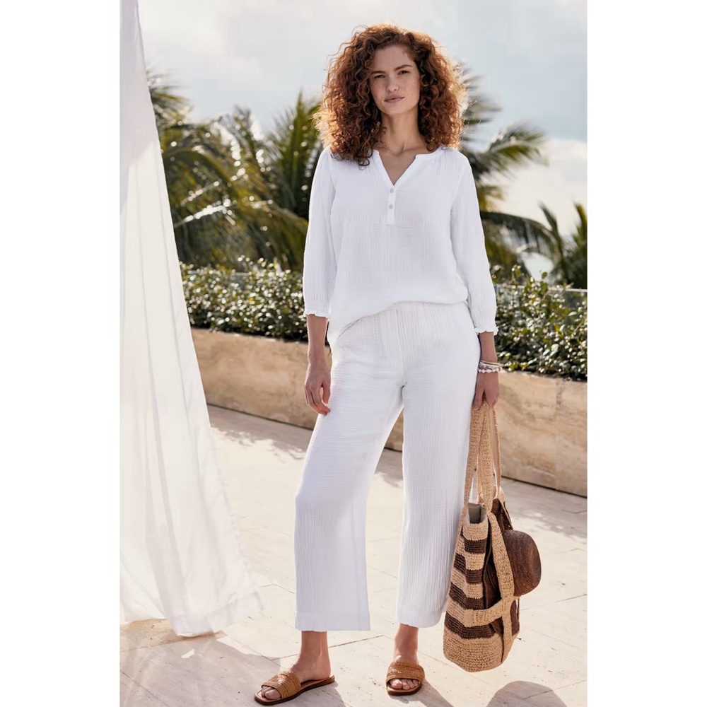 J. Jill Cotton Gauze Pull On Crop Pants